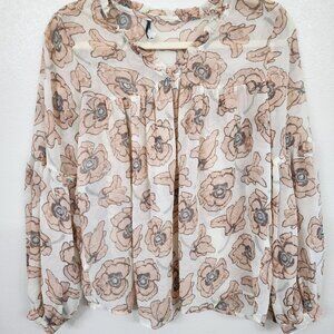 Lucky brand sheer floral blouse Sz Small